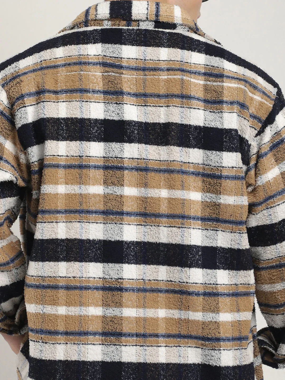 Pure Wool Towel Knitted Fom Check Shacket