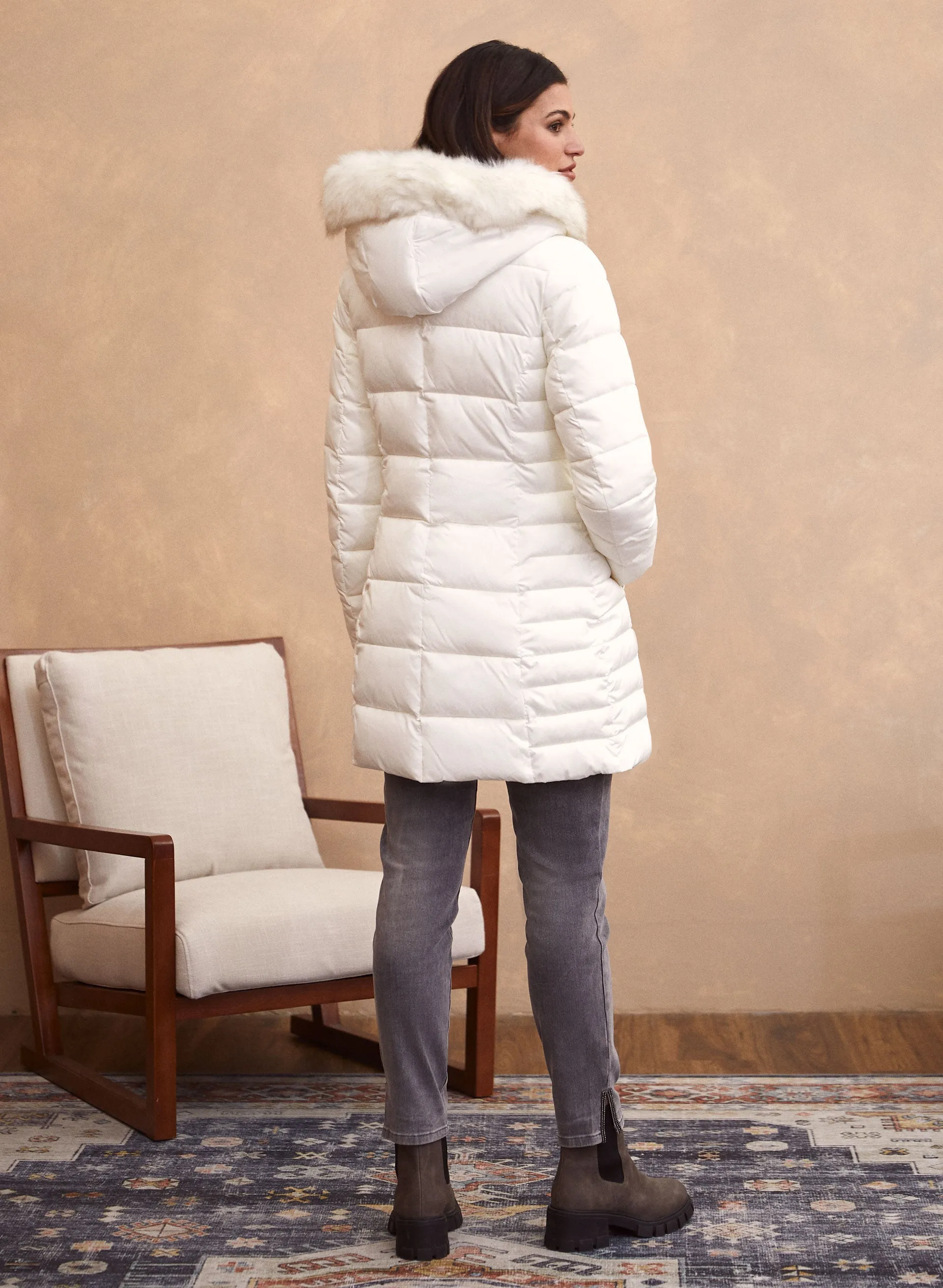 Quilted Asymmetrical Vegan Down Coat