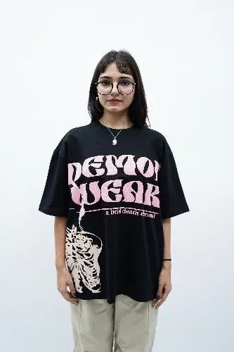 "Delulu is the Solulu" Oversized Puff Print Black T-Shirt By DemonWear for Her