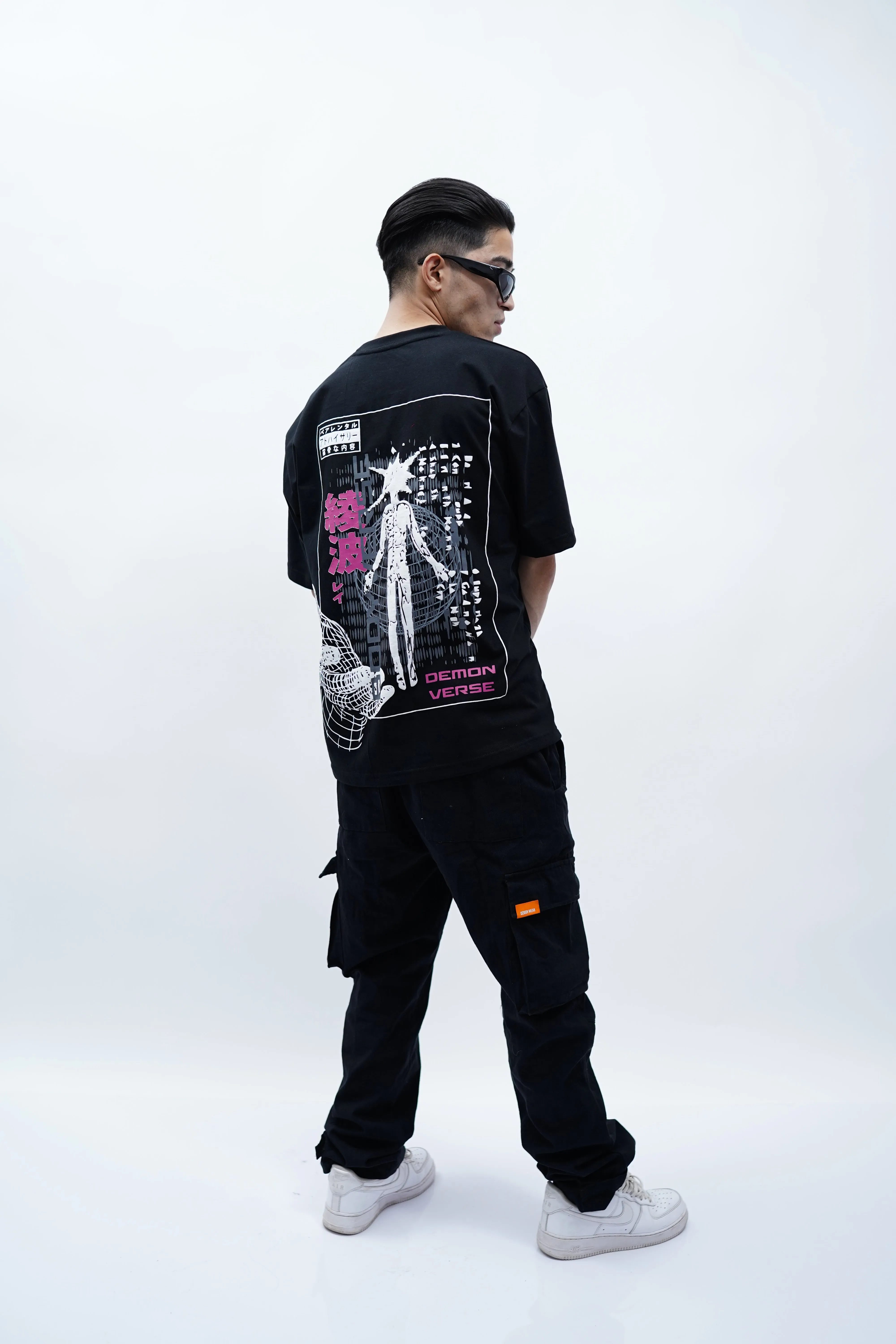 "Demon Verse" Oversized Puff Print Black T-Shirt By DemonWear for Him