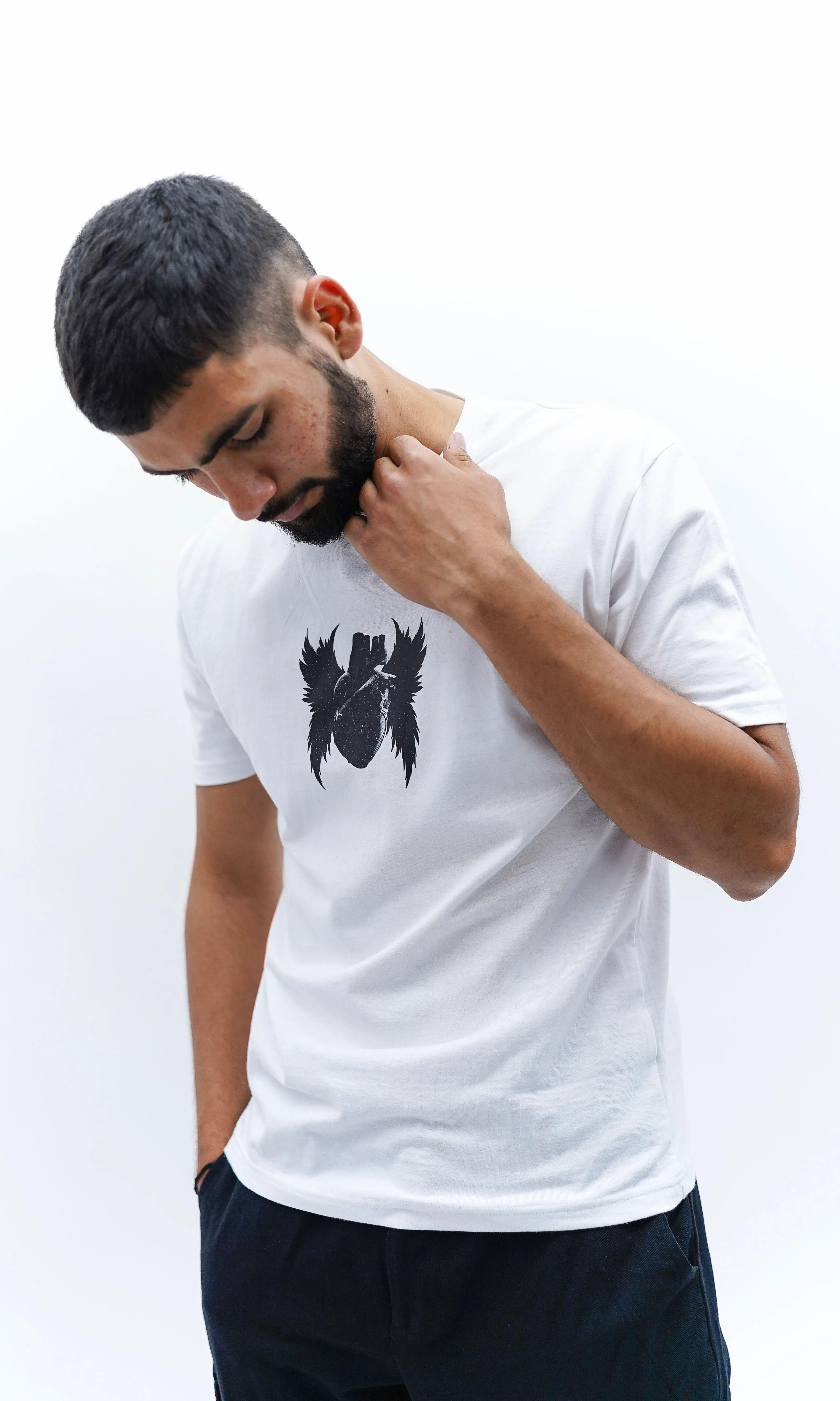 "Heartless Puff" Relaxed White T-Shirt By DemonWear for Him