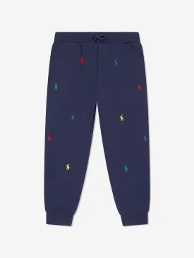 Ralph Lauren Boys Multi Logo Joggers in Navy