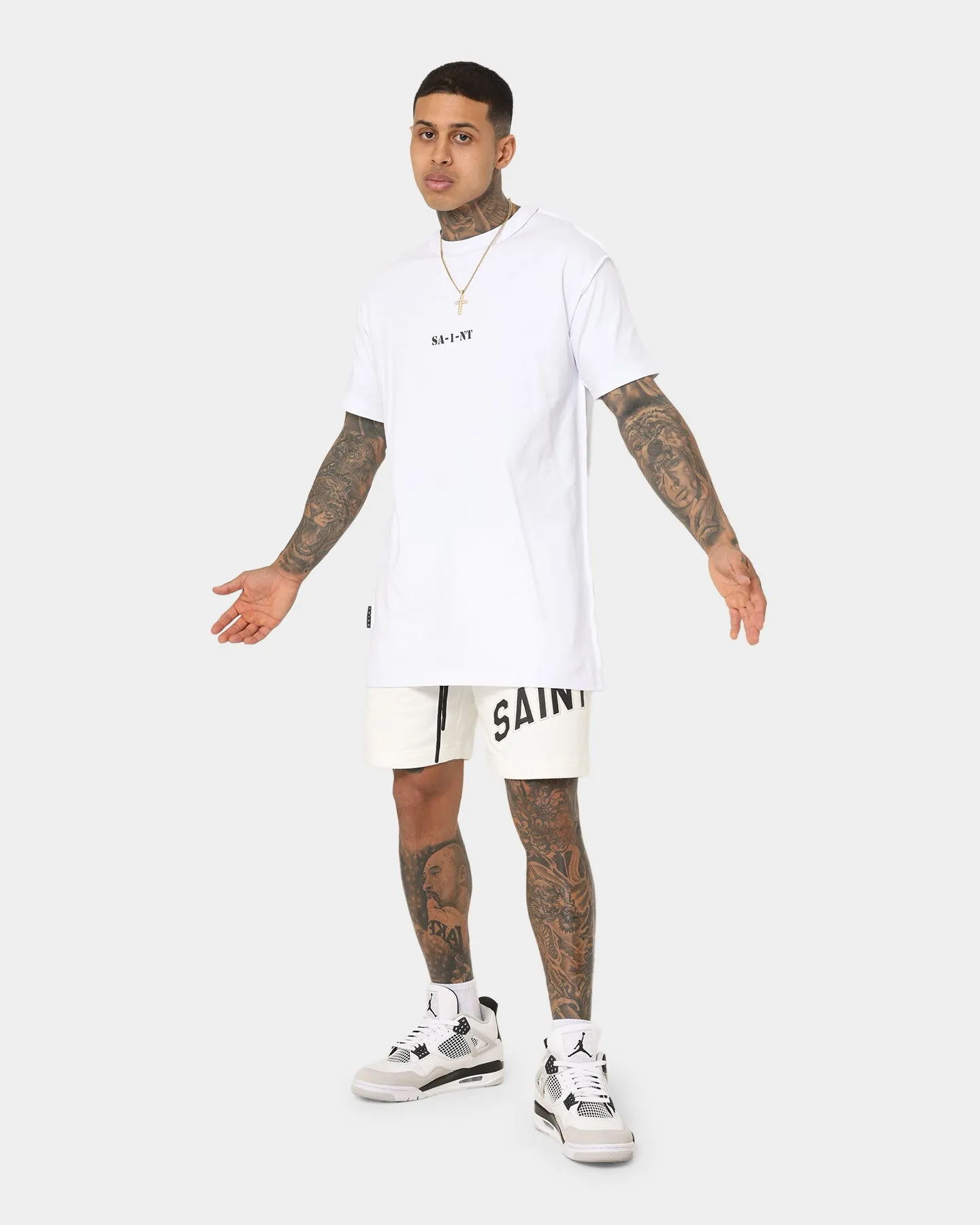 Saint Morta Kingdom Sweat Shorts Off White/Green