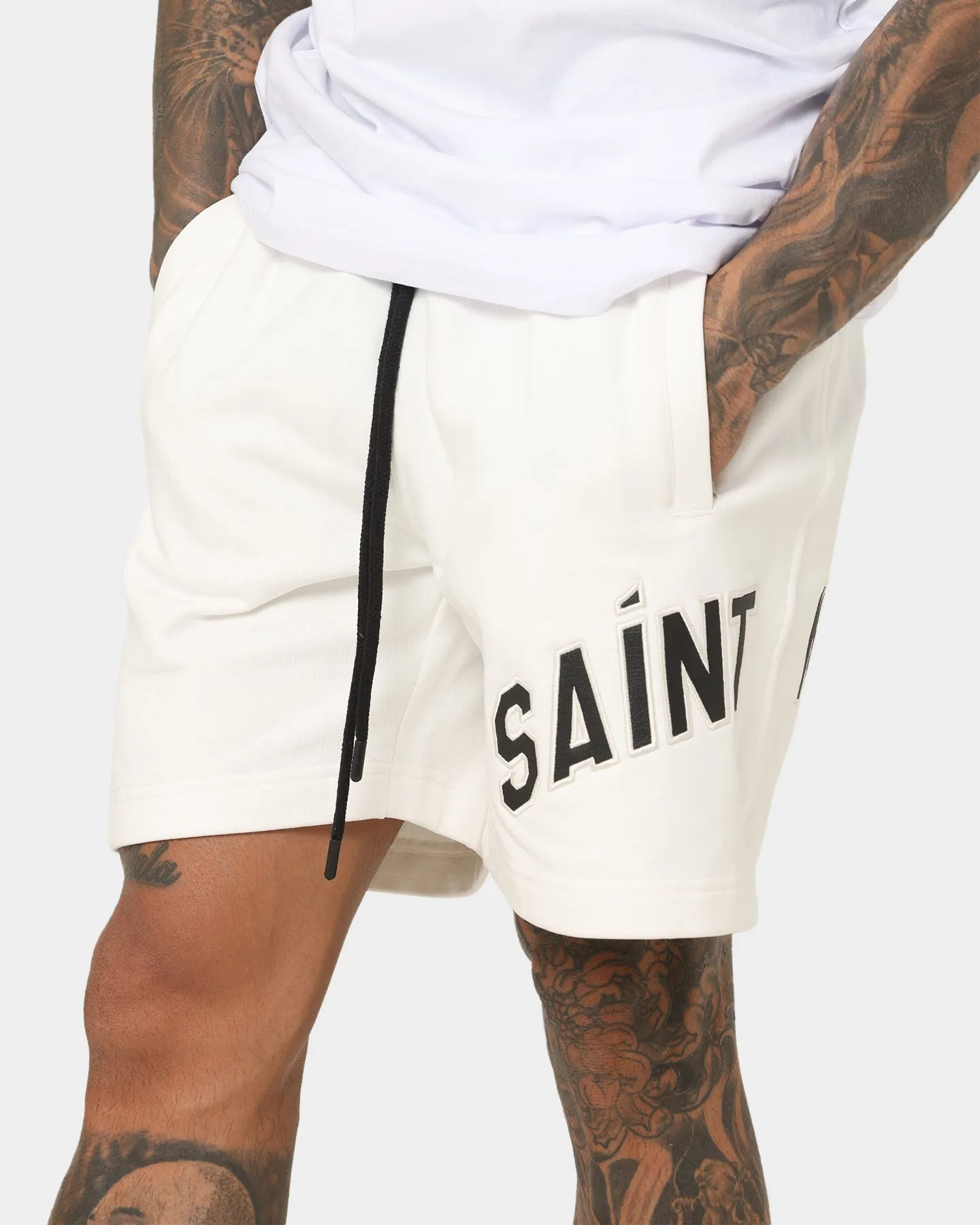 Saint Morta Kingdom Sweat Shorts Off White/Green