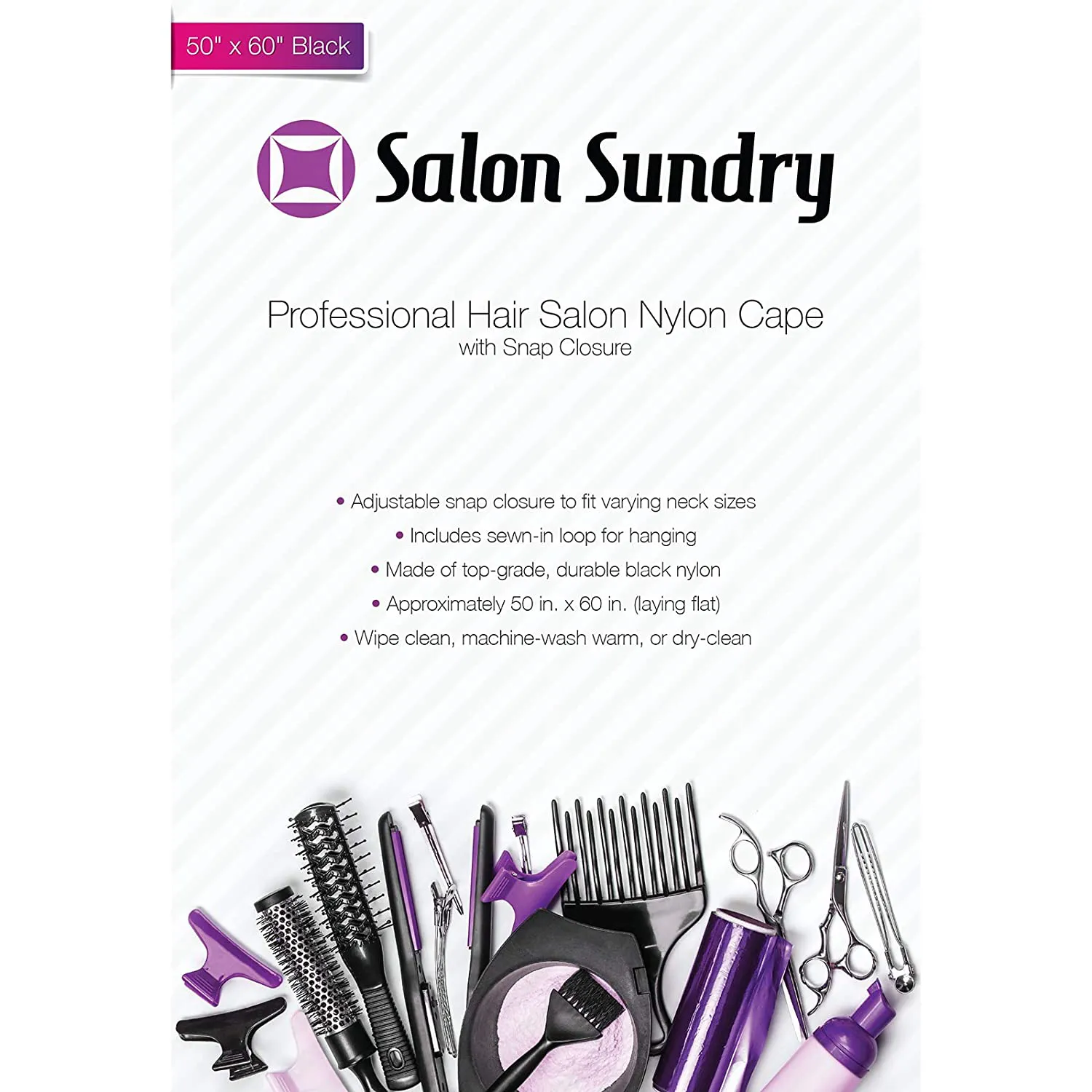 Salon Sundry Professional Hair Salon Nylon Cape w/Snap Closure - 50 in. x 60 in.