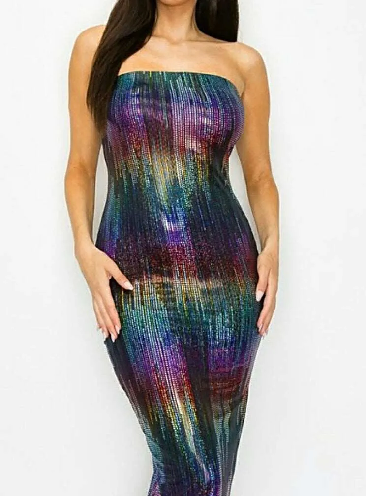 Shimmer Shimmer 1Pc Tube Top Stretch Holiday Maxi Dress