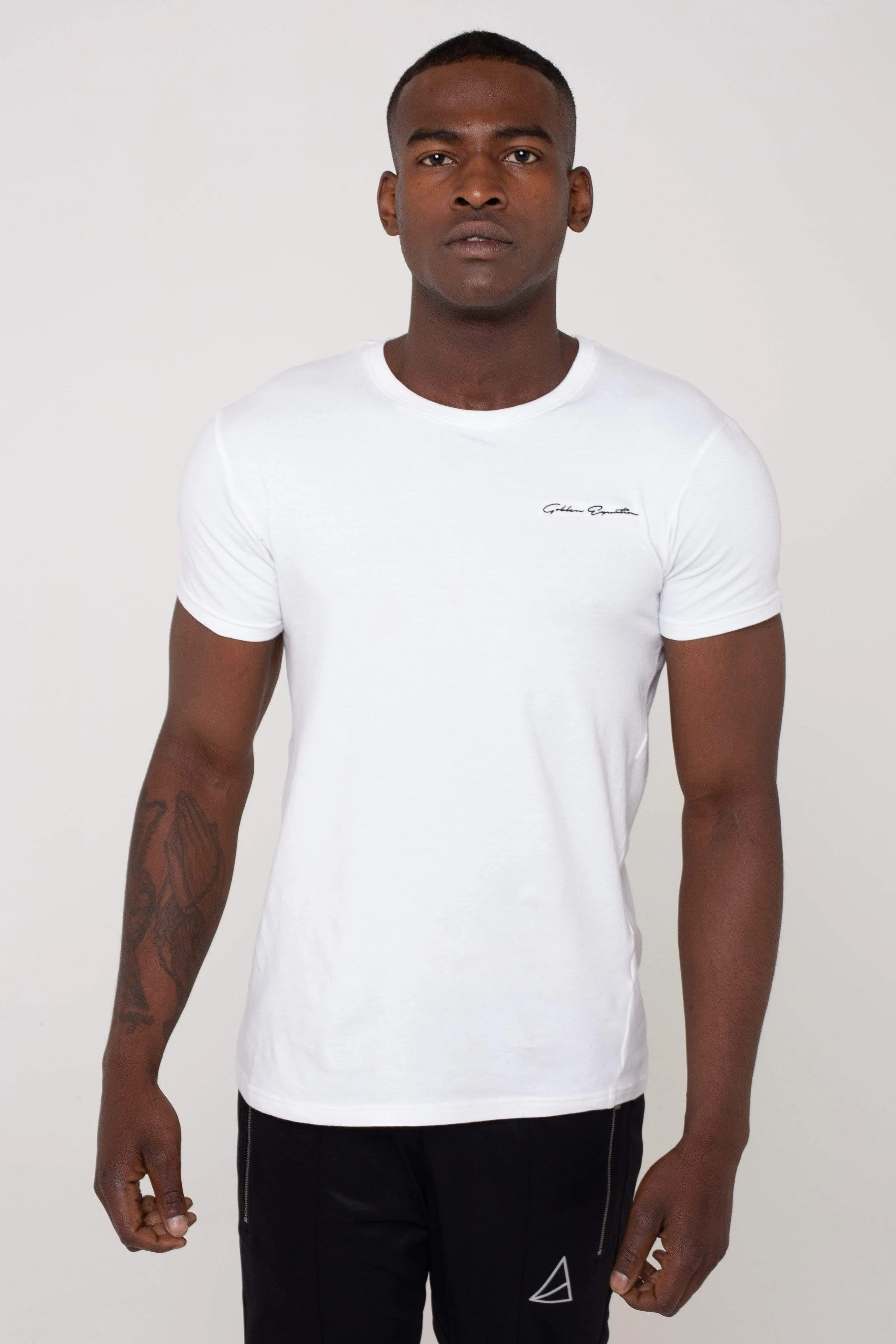 Sign Logo Straight Hem Men's T-Shirt - Black