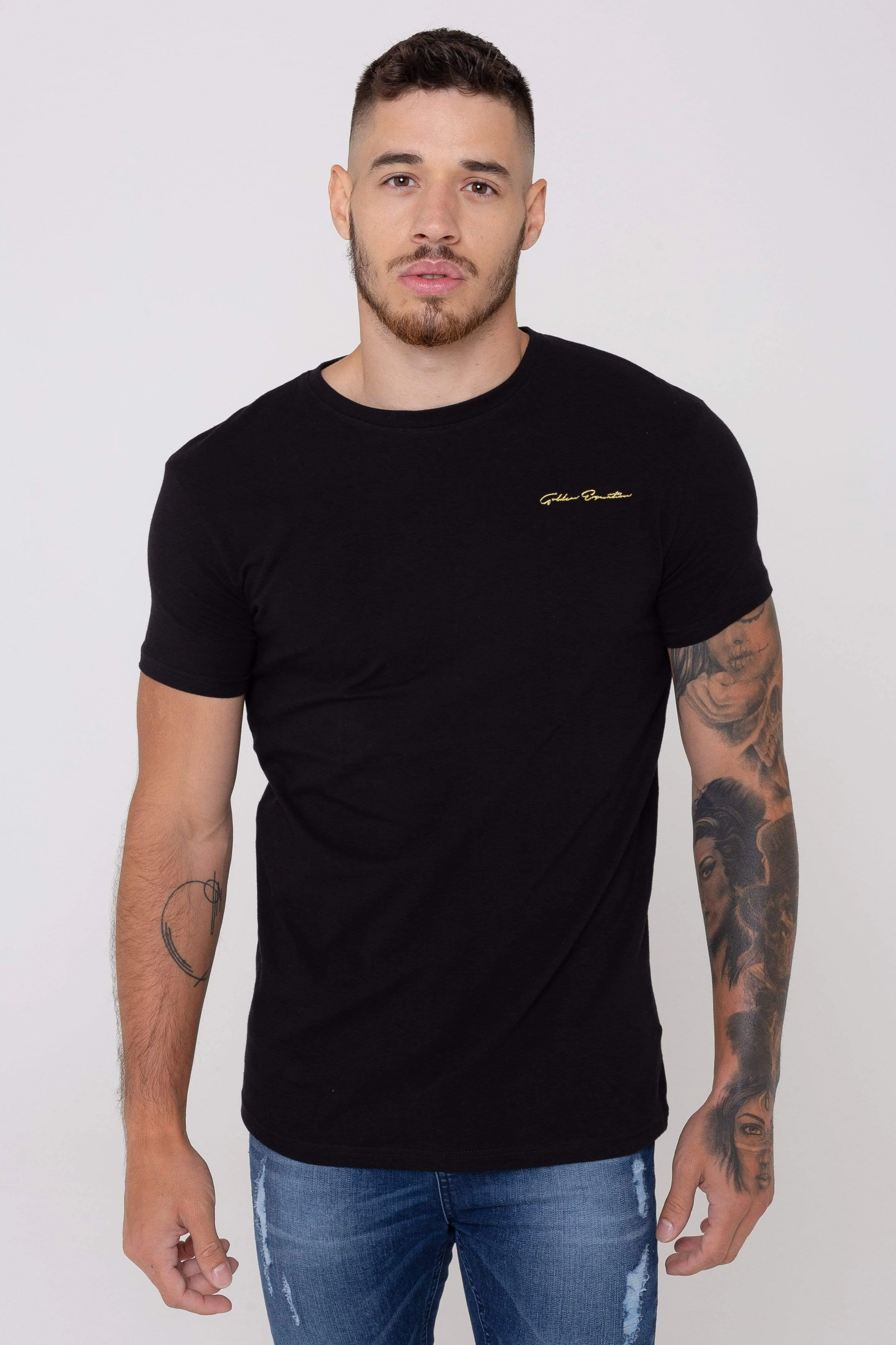 Sign Logo Straight Hem Men's T-Shirt - Black