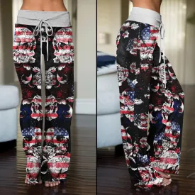 Skull Flag 3D High-waisted Wide Leg Pants