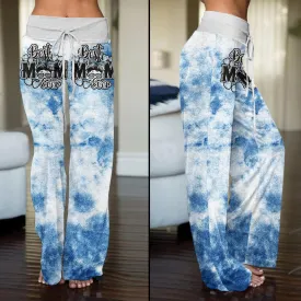 Sky Ocean Blue Skull High-waisted Wide Leg Pants