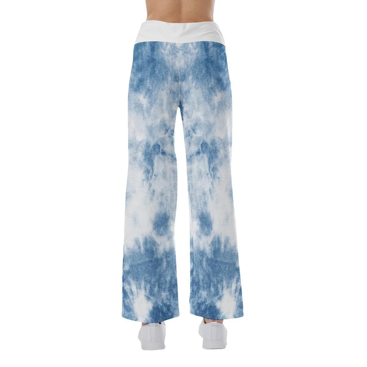 Sky Ocean Blue Skull High-waisted Wide Leg Pants