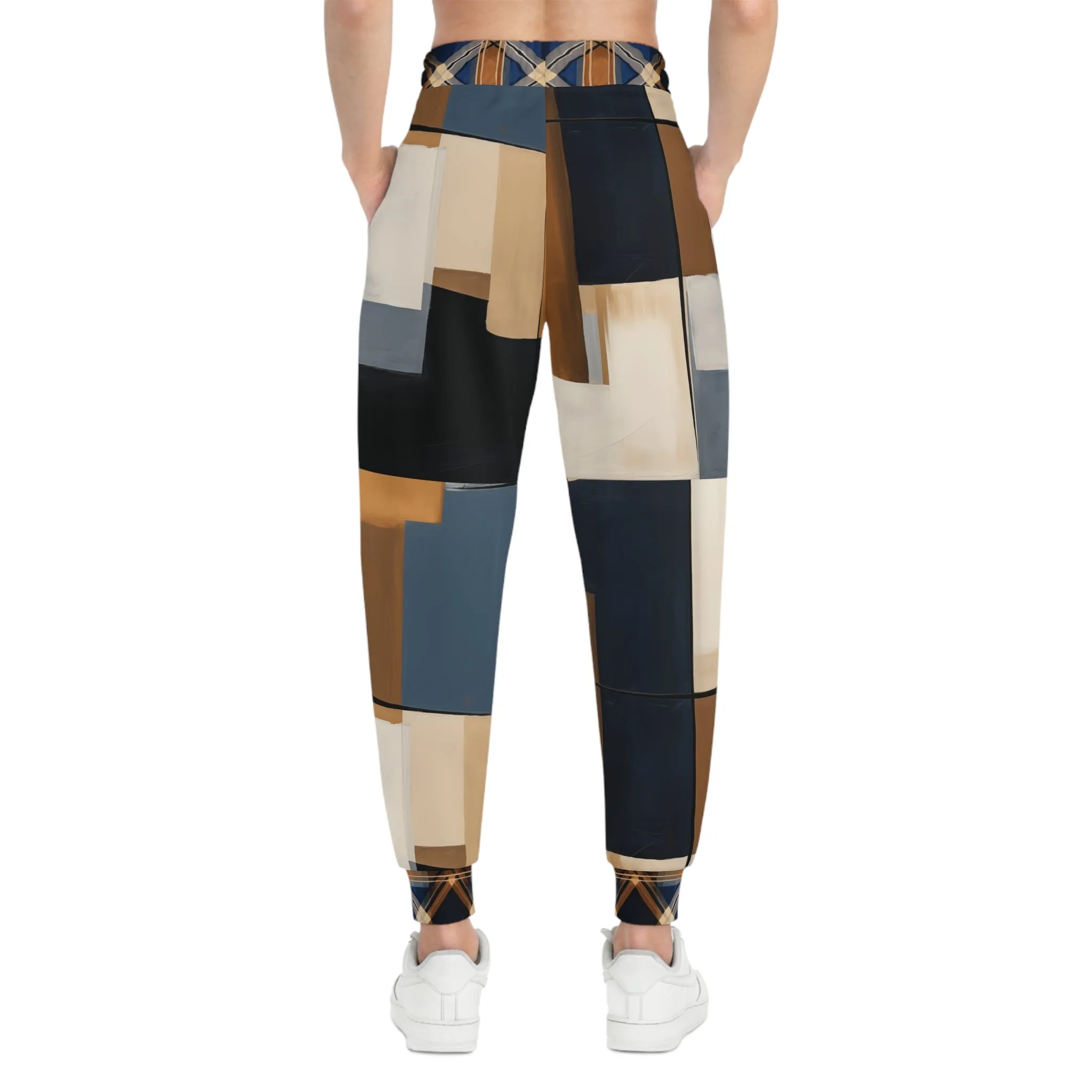 Stepping Stones in Blue Abstract Colorblock Eco-Poly Unisex Joggers