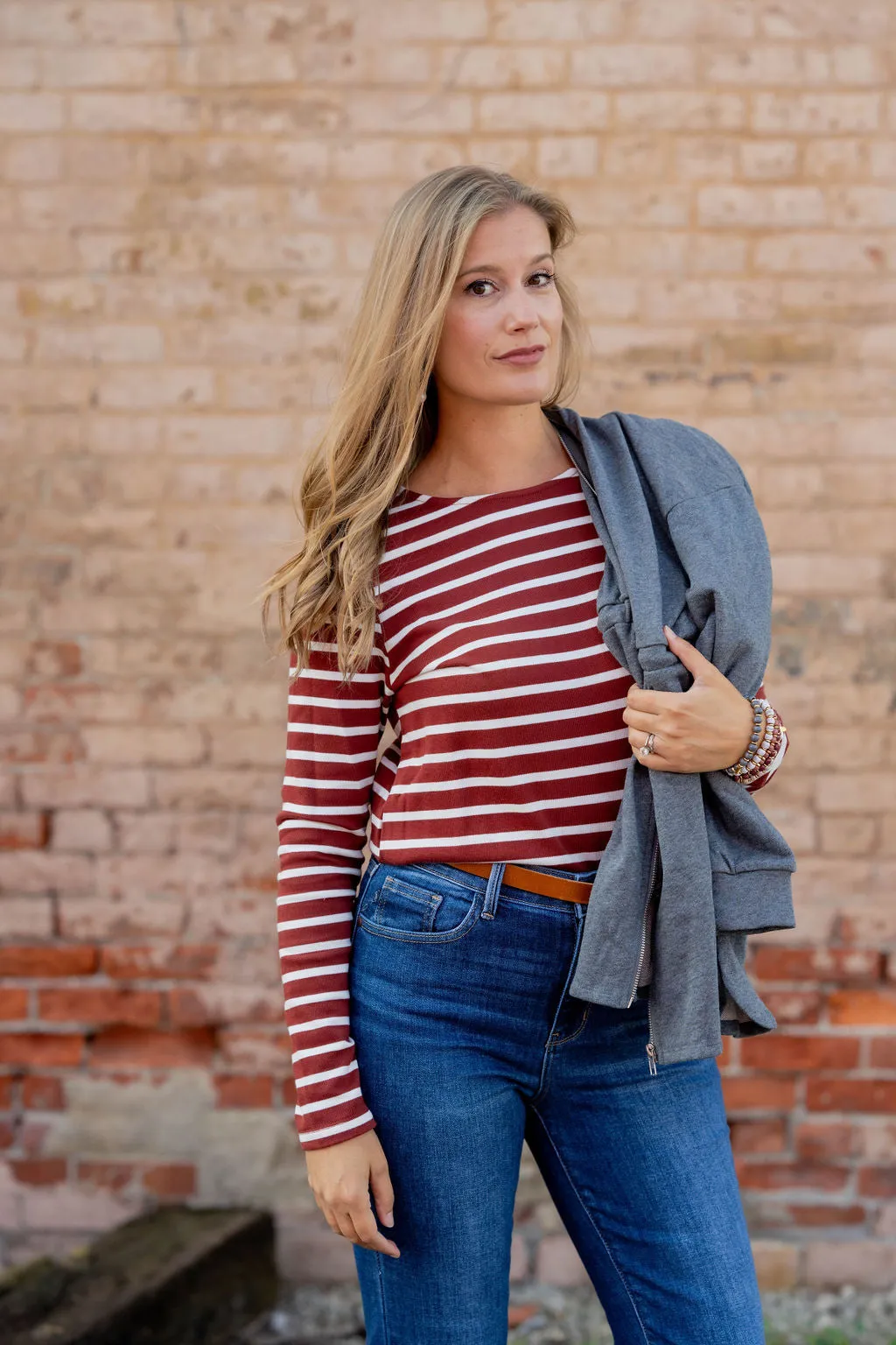 Striped Cotton Long Sleeve Tee