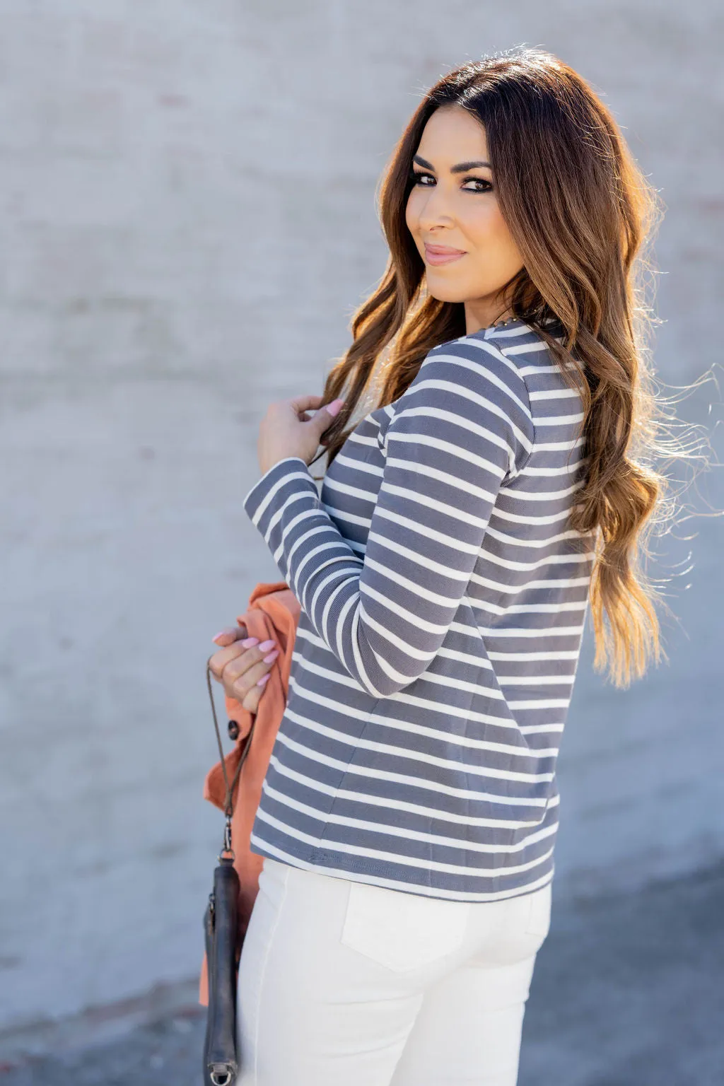 Striped Cotton Long Sleeve Tee