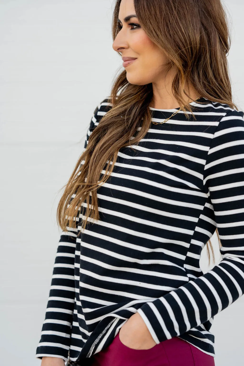 Striped Cotton Long Sleeve Tee