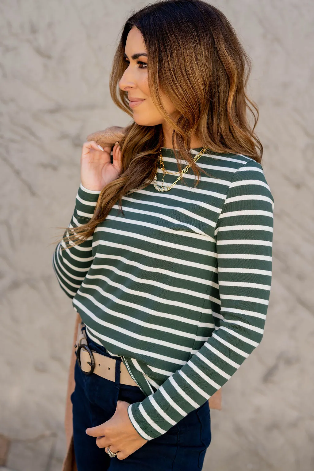 Striped Cotton Long Sleeve Tee