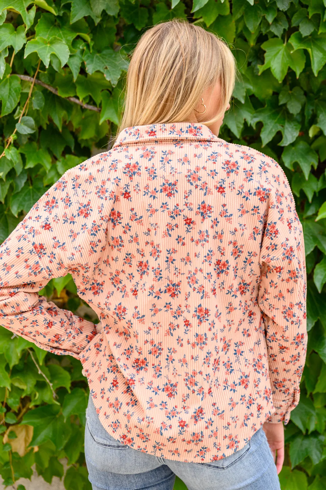 Sweet Caroline Floral & Corduroy Shacket