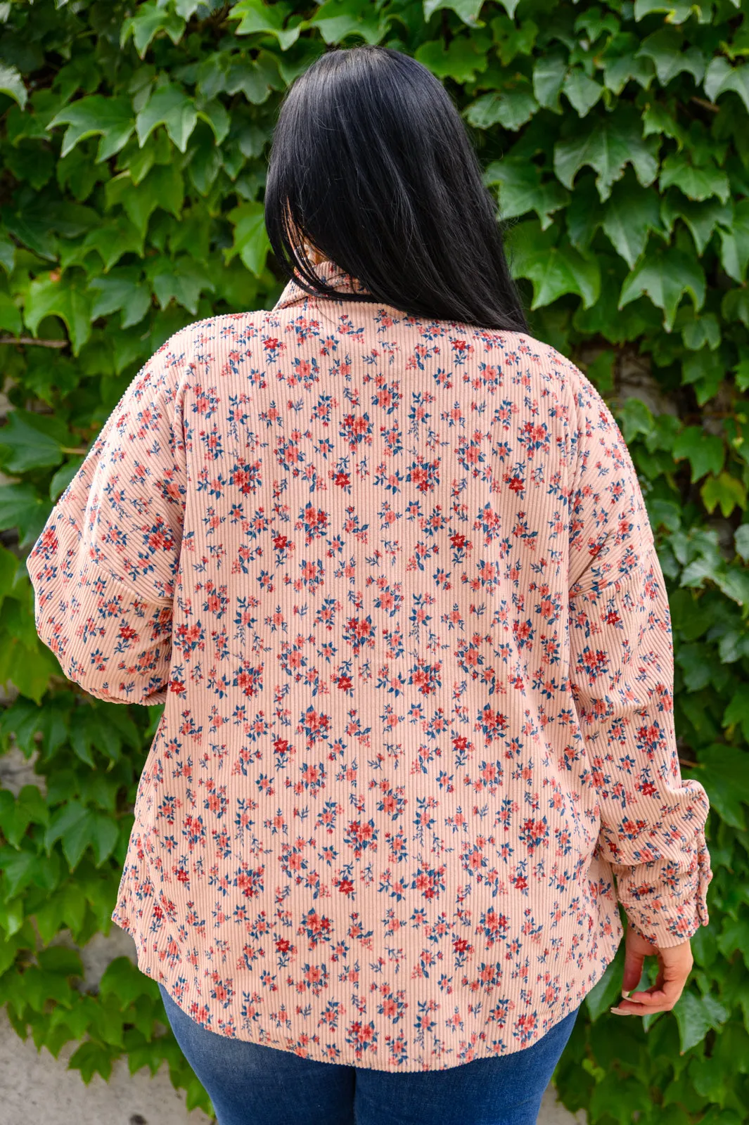 Sweet Caroline Floral & Corduroy Shacket