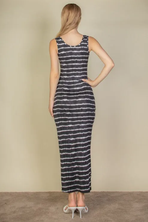 Tie Dye Printed Tank Bodycon Maxi Dress (CAPELLA)