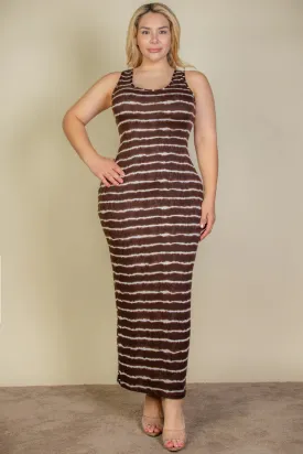 Tie Dye Printed Tank Bodycon Maxi Dress