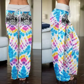 TieDye Blue Yelow Skull Mom High-waisted Wide Leg Pants