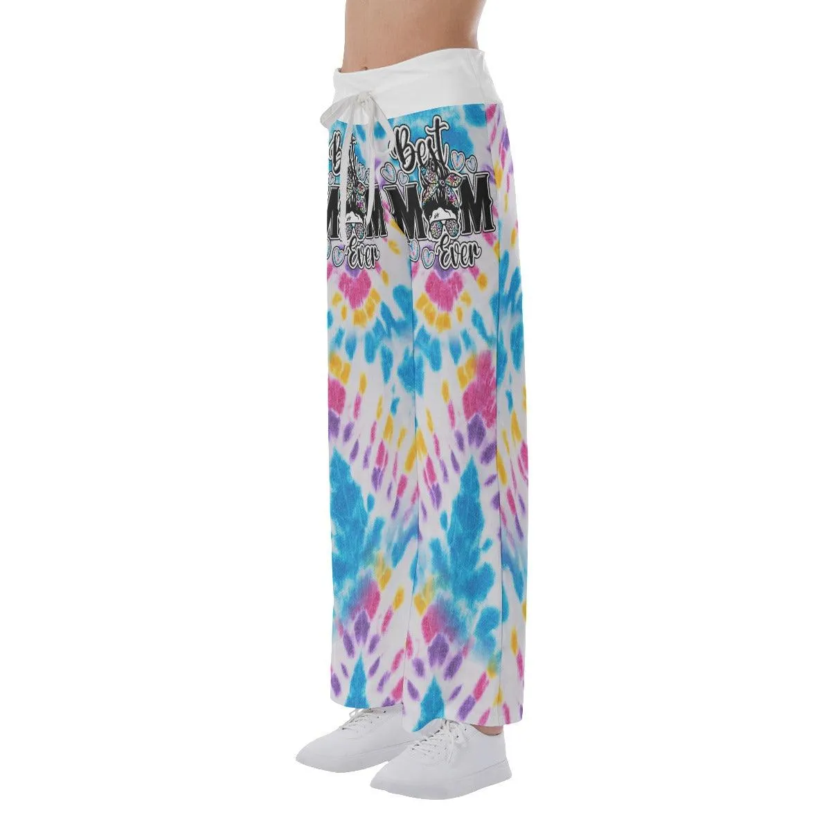 TieDye Blue Yelow Skull Mom High-waisted Wide Leg Pants