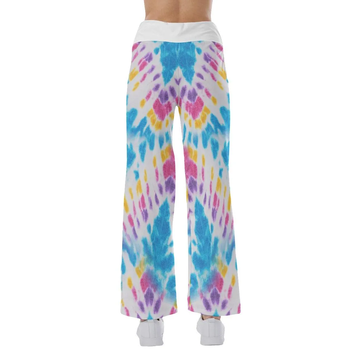 TieDye Blue Yelow Skull Mom High-waisted Wide Leg Pants