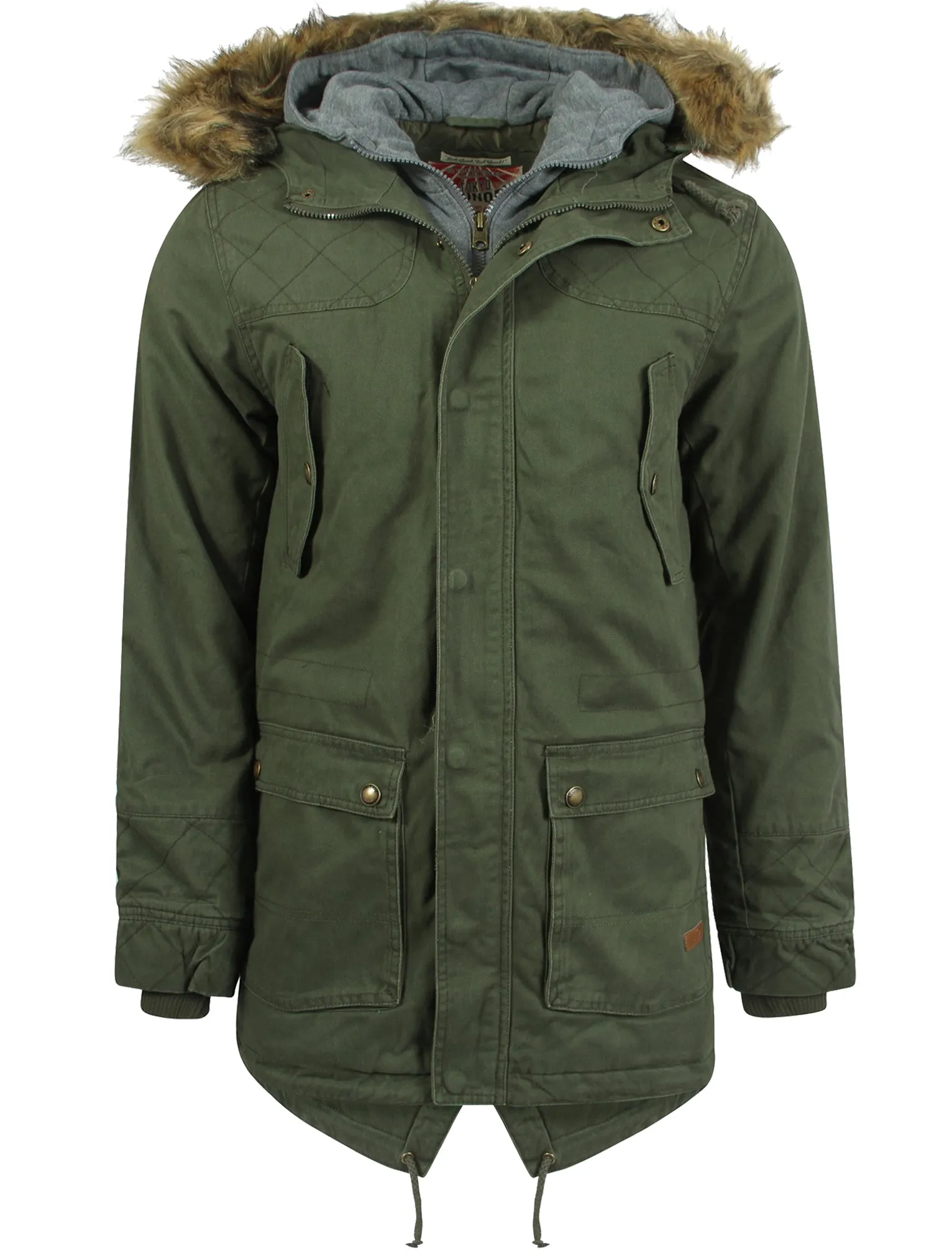 Tokyo Laundry Kronen green parka jacket with detachable fur trim