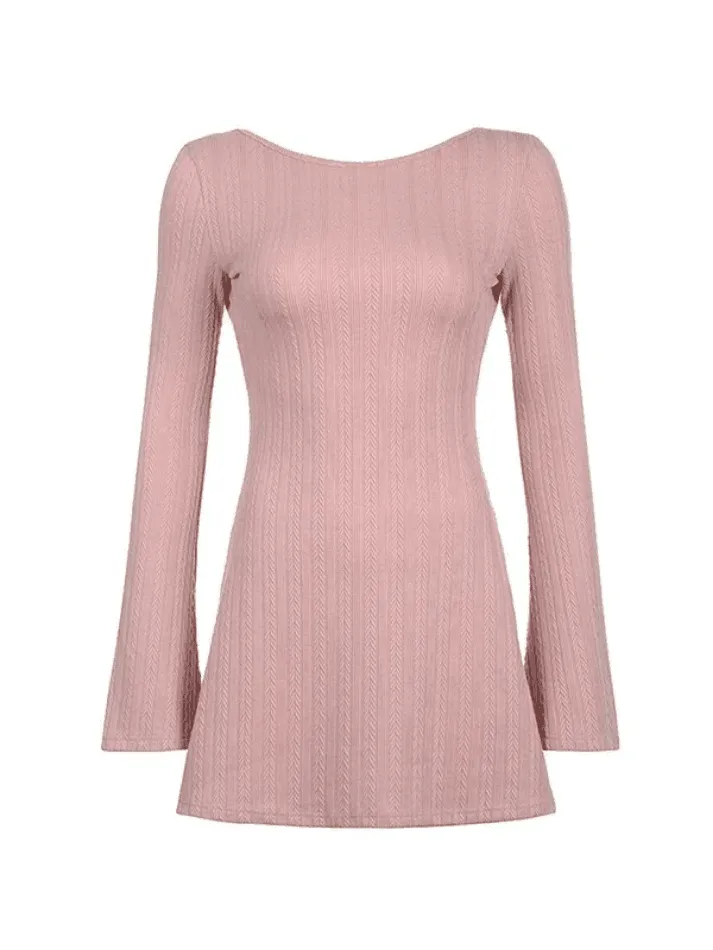 Uniwim Backless Knitted Long Sleeve Mini Dress