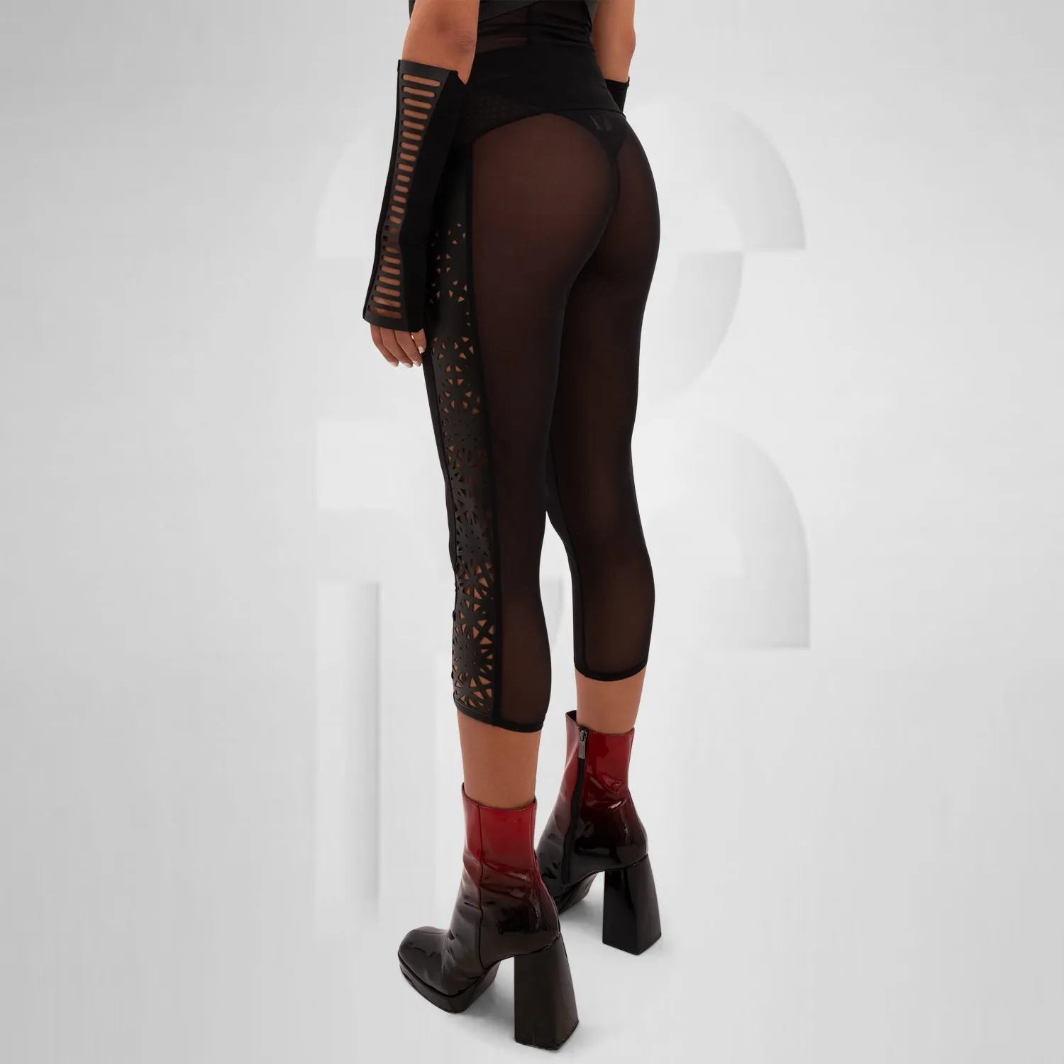 Vegan Laser-Cut Sheer Leggings