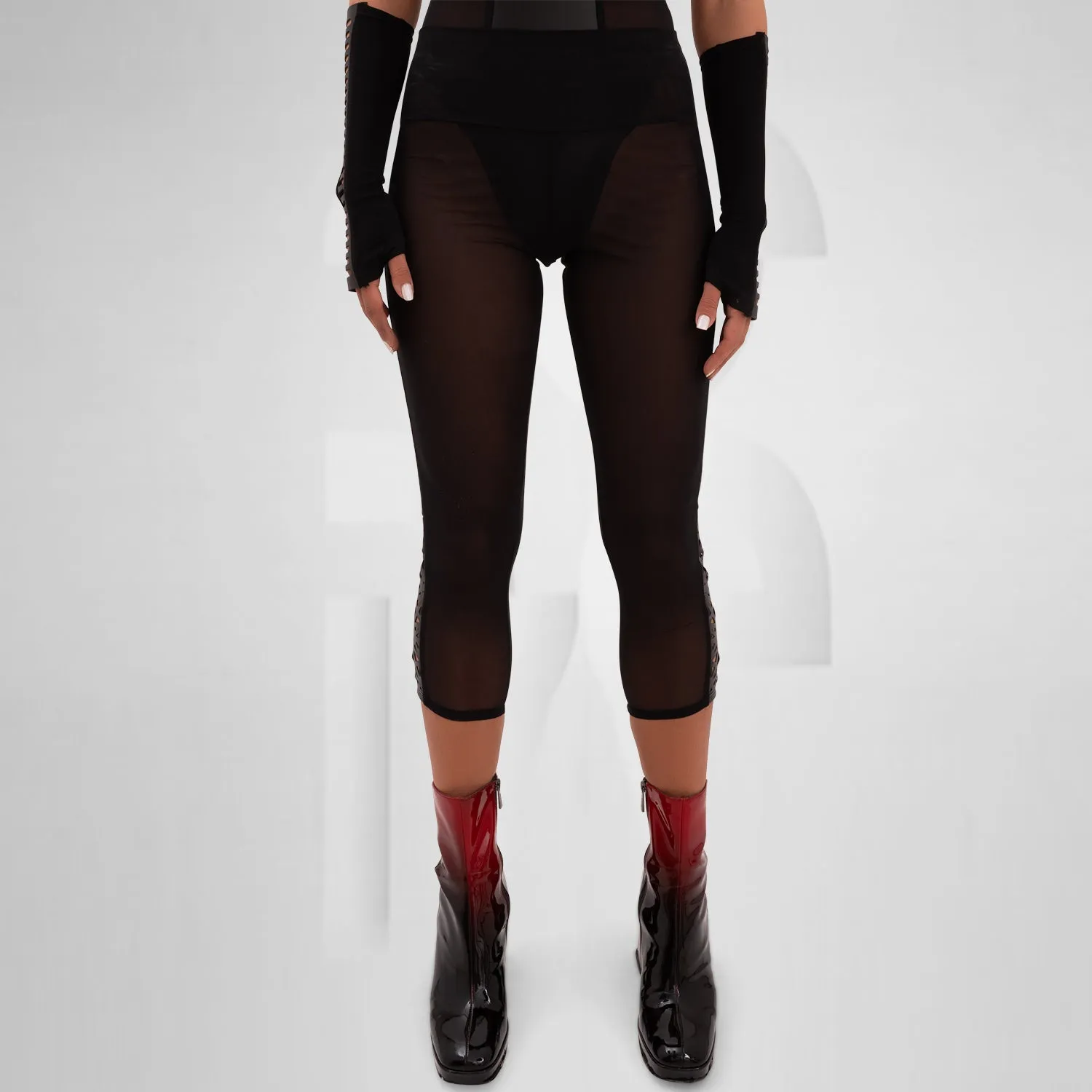 Vegan Laser-Cut Sheer Leggings