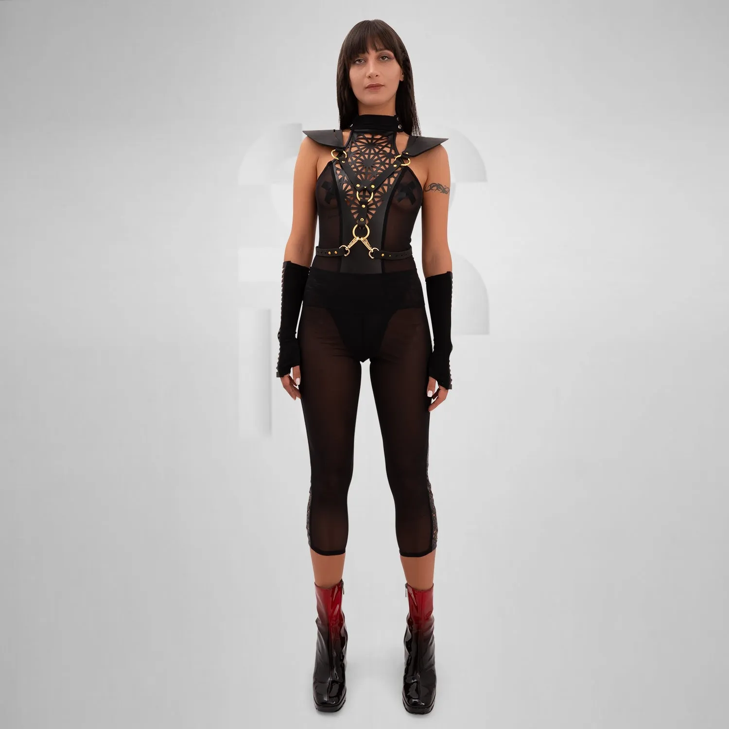 Vegan Laser-Cut Sheer Leggings