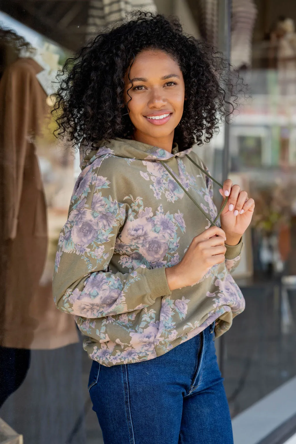 Vintage Floral Hooded Sweatshirt