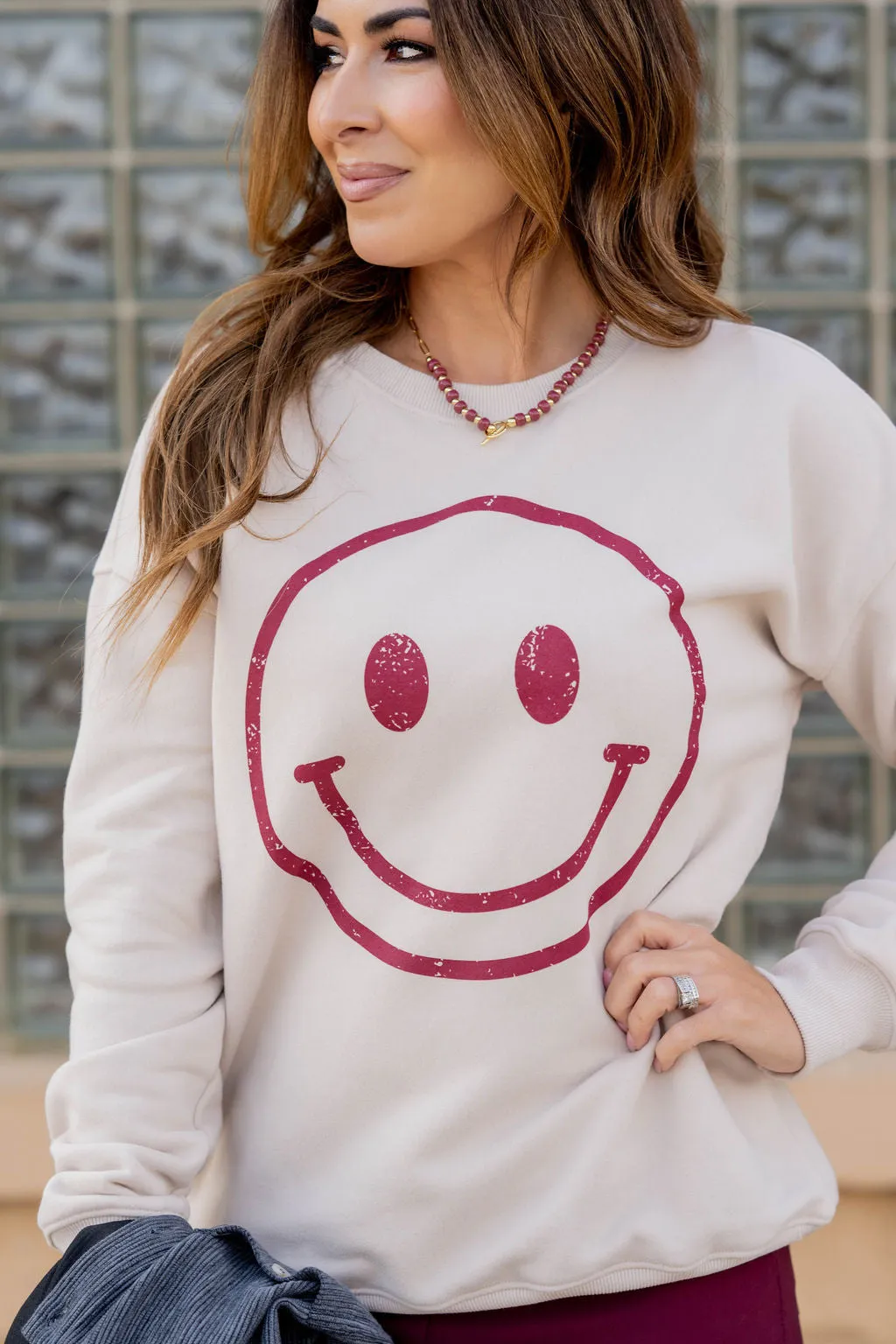 Vintage Smiley Face Graphic Crewneck