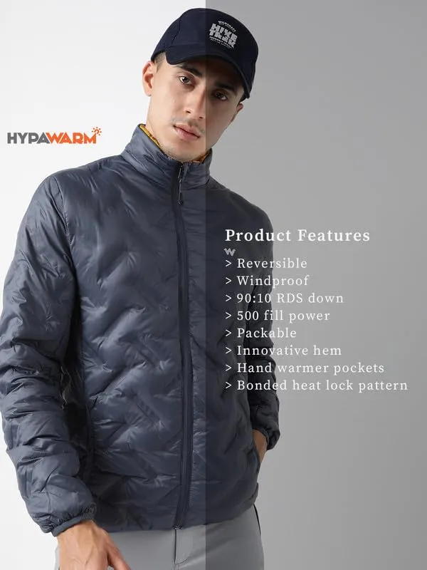 Wildcraft Men Polyester Down Jacket (Navy_Mustd, M)