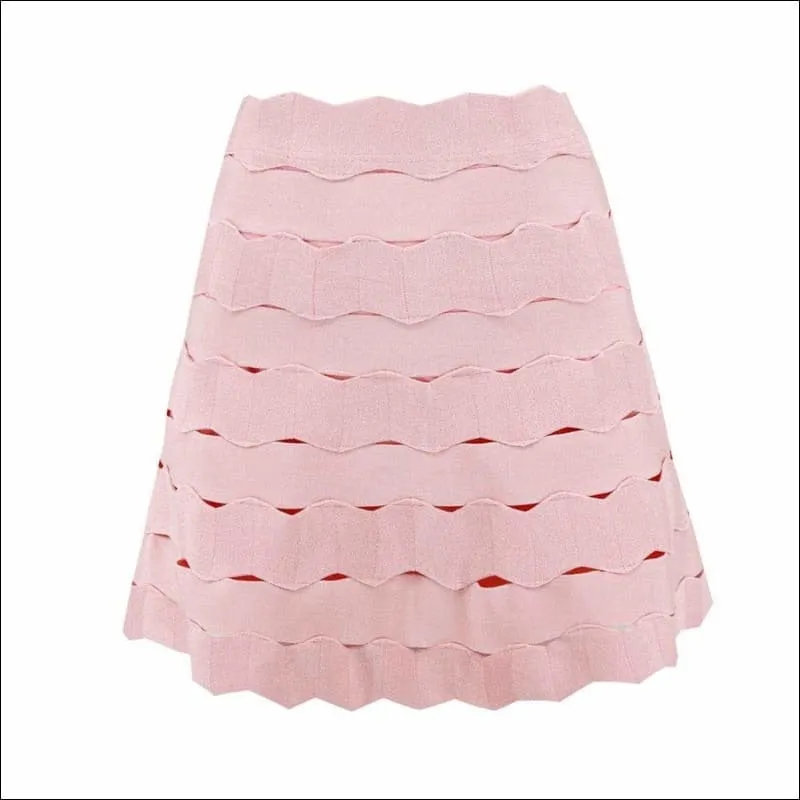 Winnal Jacquard Waved Hollow Out A-Line Pencil Skirts Umbrella Skirt Short