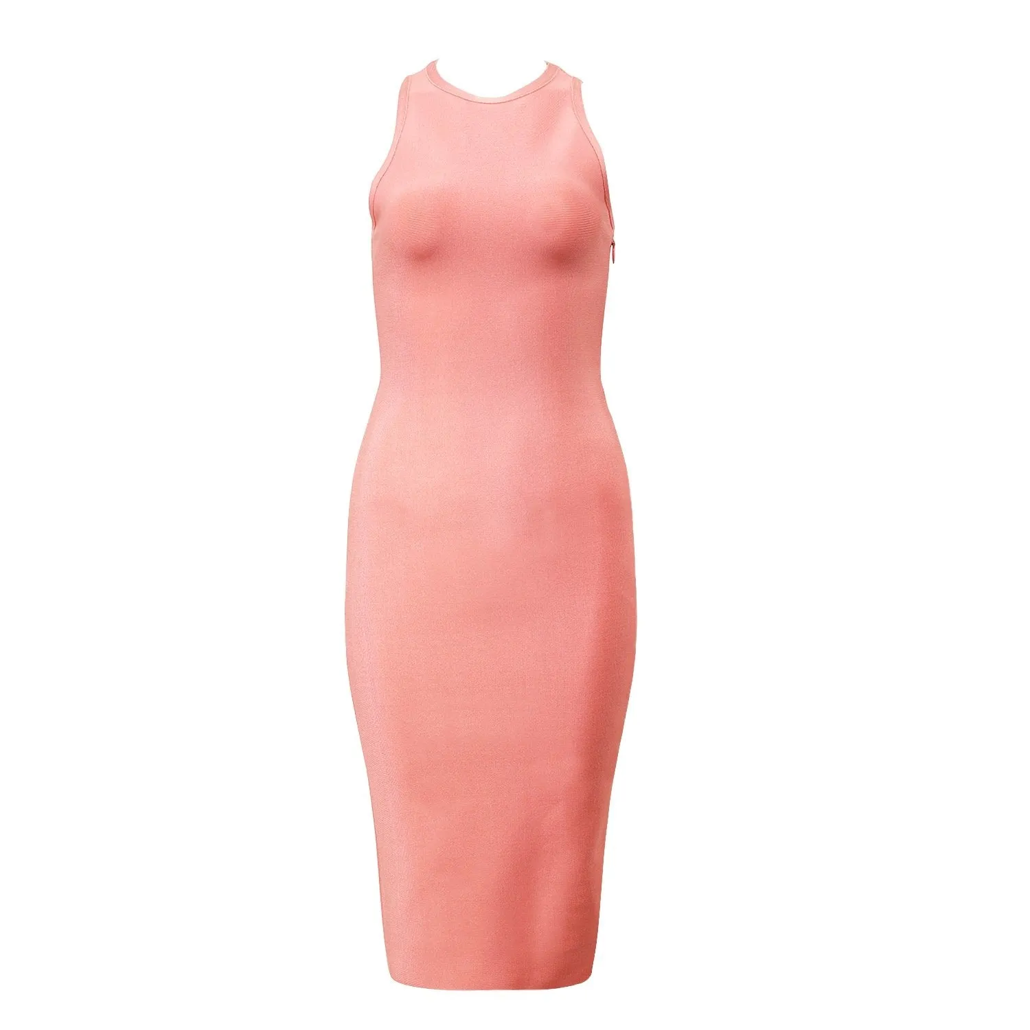 Winnal Sexy Women Pink Bandage Dress Halter Midi Bodycon Dress Rayon Dress