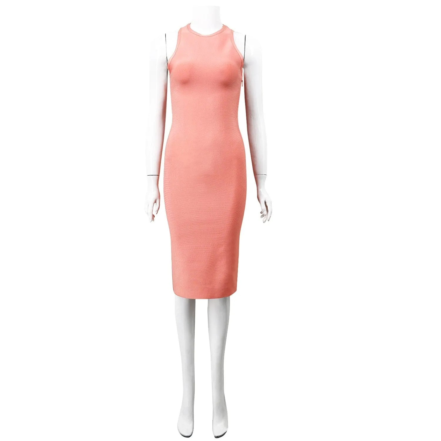 Winnal Sexy Women Pink Bandage Dress Halter Midi Bodycon Dress Rayon Dress