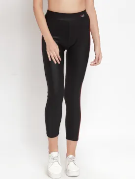 Women Solid Black Cotton Blend Skinny Fit Legging