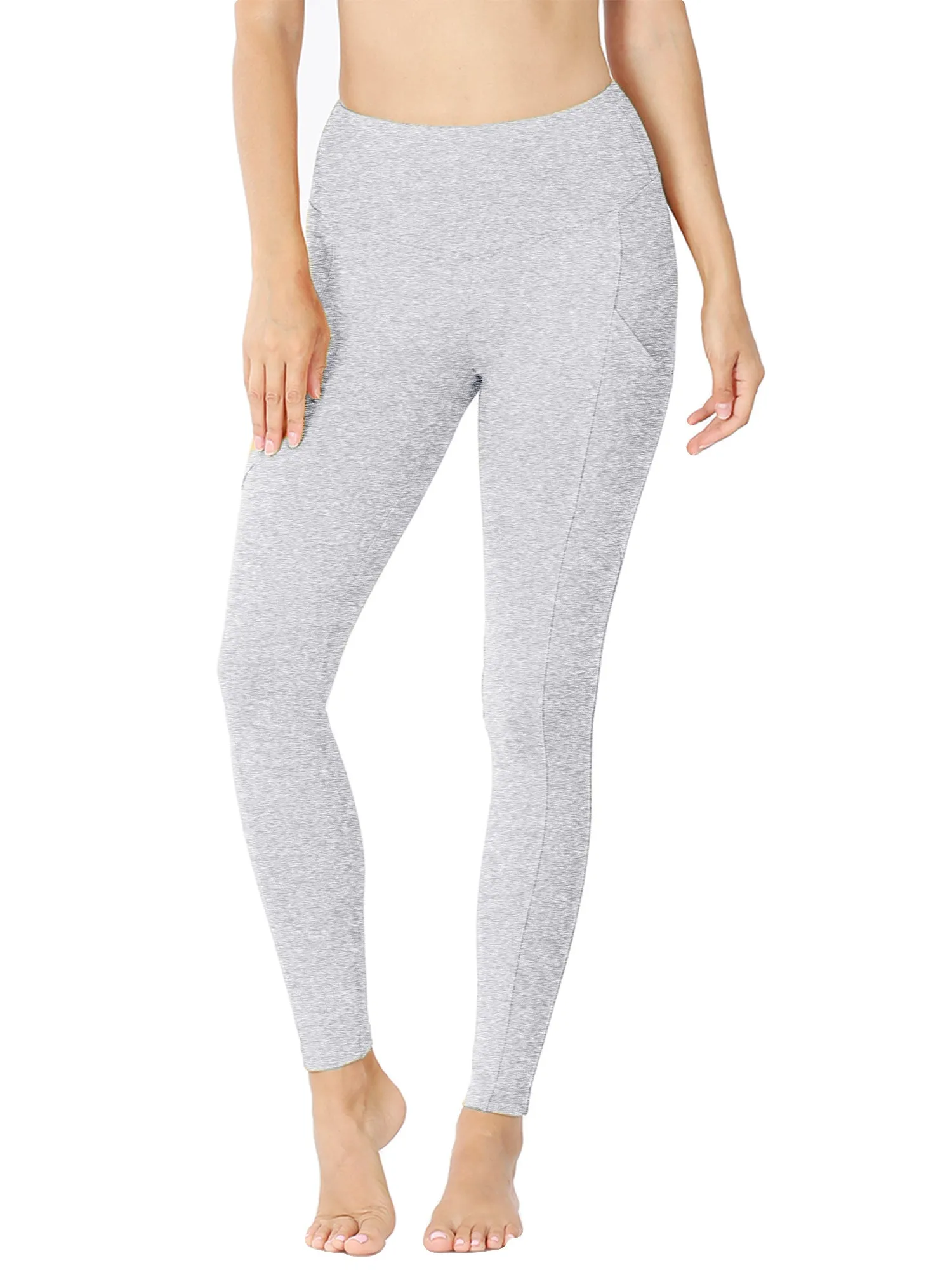 Womens Active Workout Full Length Cotton Leggings with Pockets (S-XL)