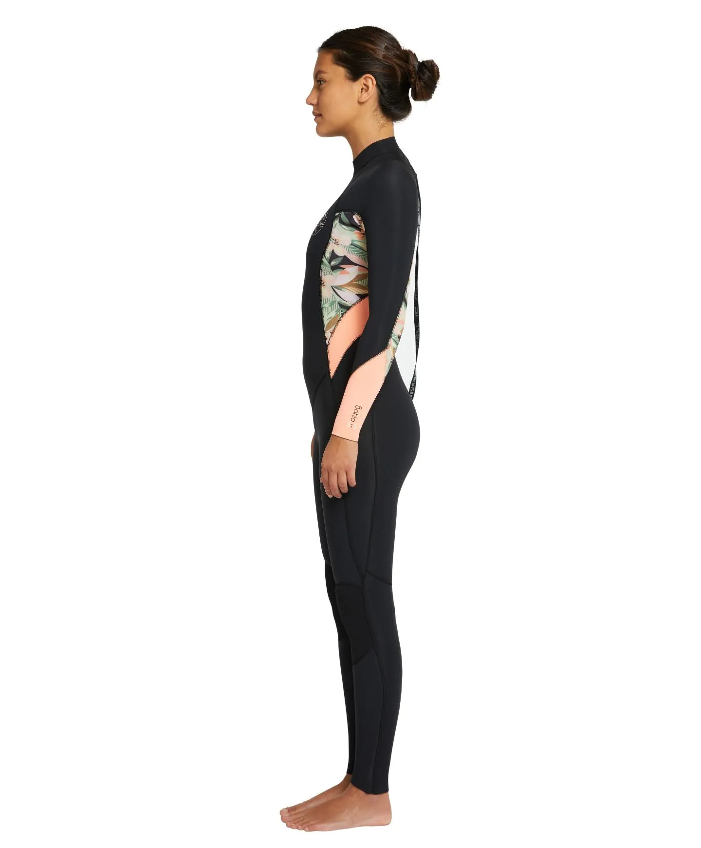 Women's Bahia 4/3mm Steamer Back Zip Wetsuit - Black Wild Papaya