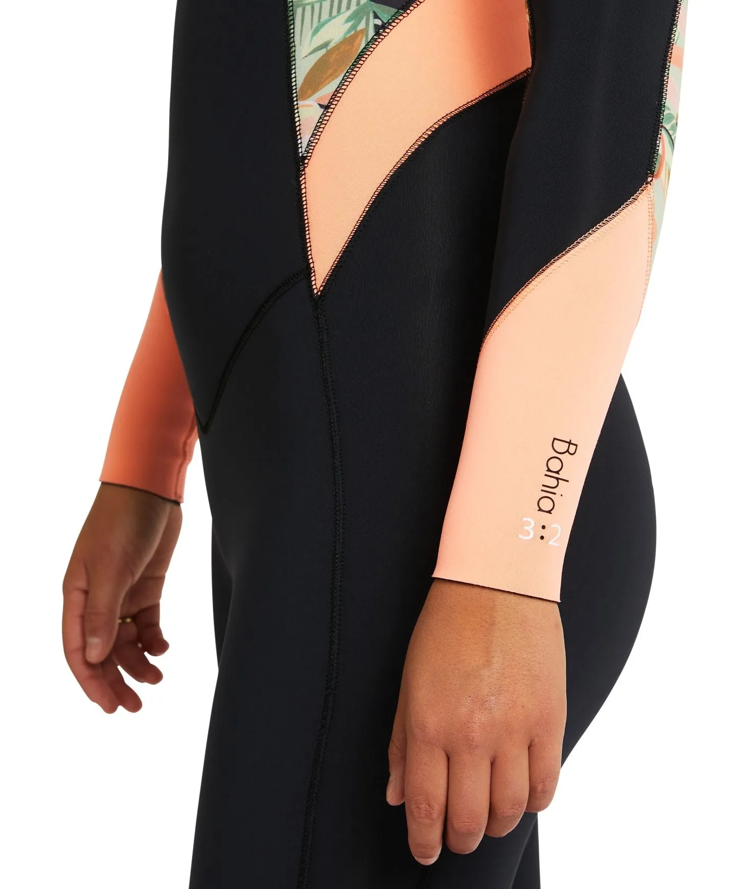 Women's Bahia 4/3mm Steamer Back Zip Wetsuit - Black Wild Papaya