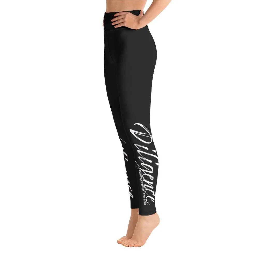 Womens High-waist Fitness Legging Yoga Pants, Diligence Script by inQue.Style