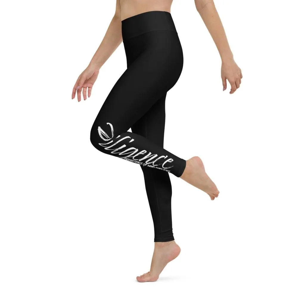 Womens High-waist Fitness Legging Yoga Pants, Diligence Script by inQue.Style