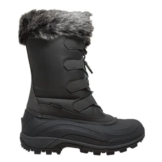 Women's Nylon Winter Grey Leather Boots