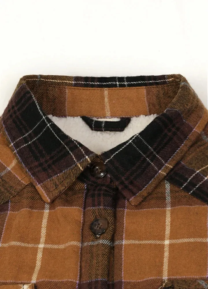 Women's Sherpa Lined Flannel Shirt Jacket,Button Down Flannel Shacket