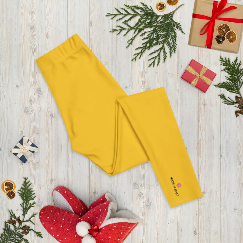 Yellow Solid Color Women's Leggings, Modern Solid Color Ladies' Tights-Made in USA/EU/MX