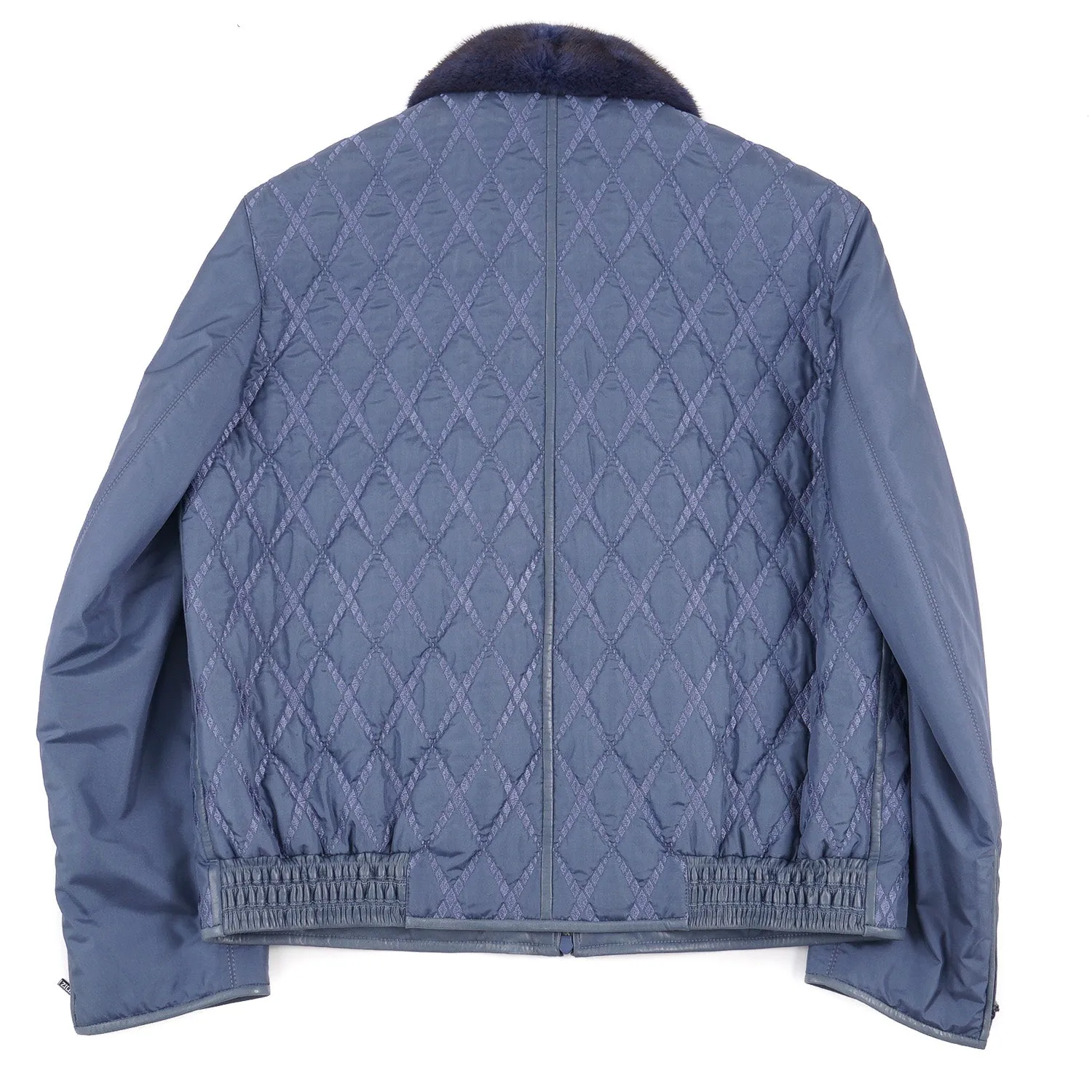 Zilli Quilted Silk Down Jacket with Mink Collar